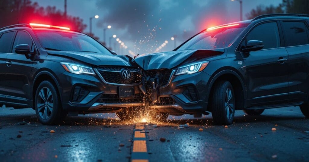 "Head-On Collision Car Accident"